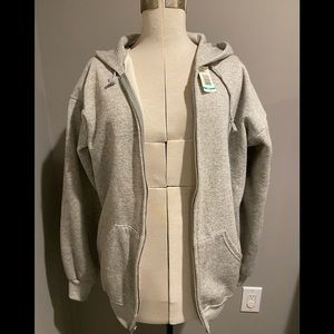 Grey Mens Ace Hooded Sweatshirt Thermal Full Zip Long Sleeve Size L